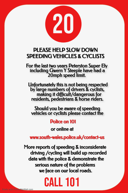 Poster about reporting speeding traffic